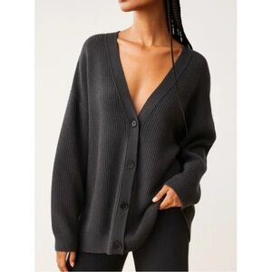 JENNI KAYNE cashmere cocoon cardigan in charcoal size XXS
